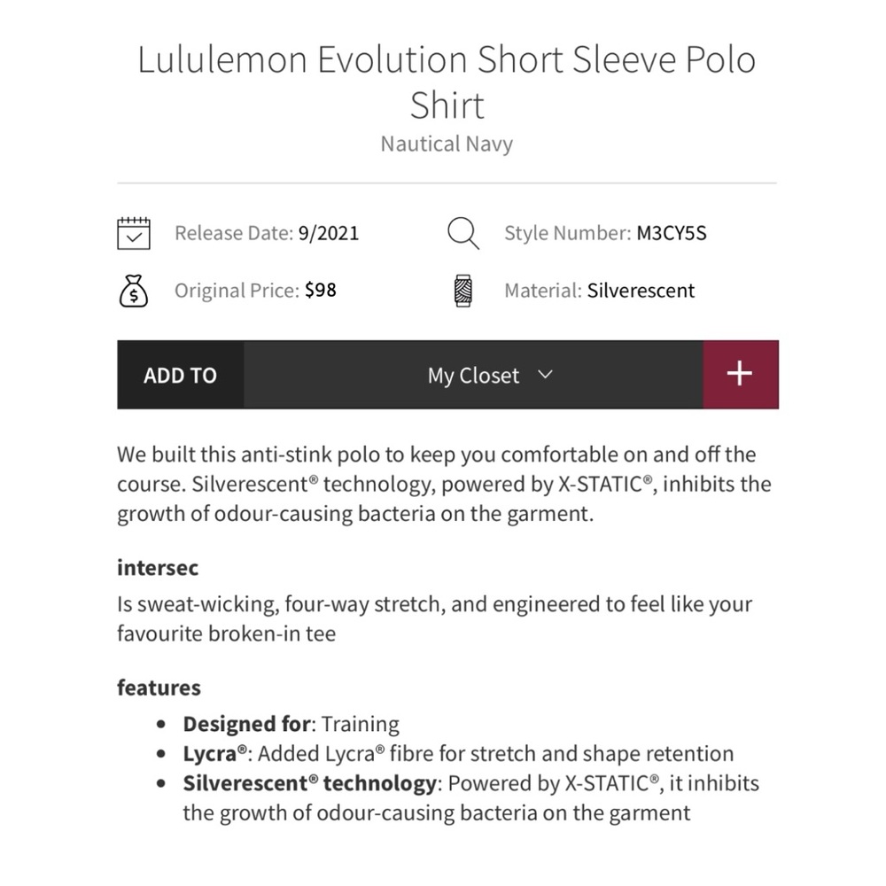 β
Lululemon Menβs Short Sleeve Polo Shirt - Navy β
- Picture 15 of 16